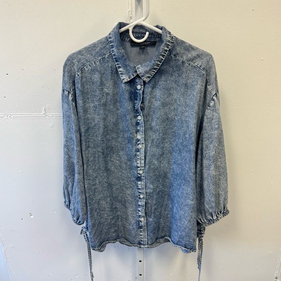 Marc New York Tops - 🍁Marc New York Acid Wash Tencel Oversized Cutouts Denim Button Down Shirt Medium